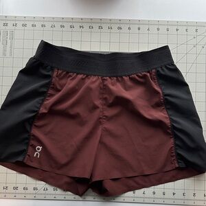On Running Women's Black and Burgundy Athletic Shorts